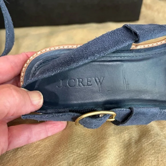J CREW Blue Suede Grommet Slingback Sandals 8.5 - Picture 5 of 7